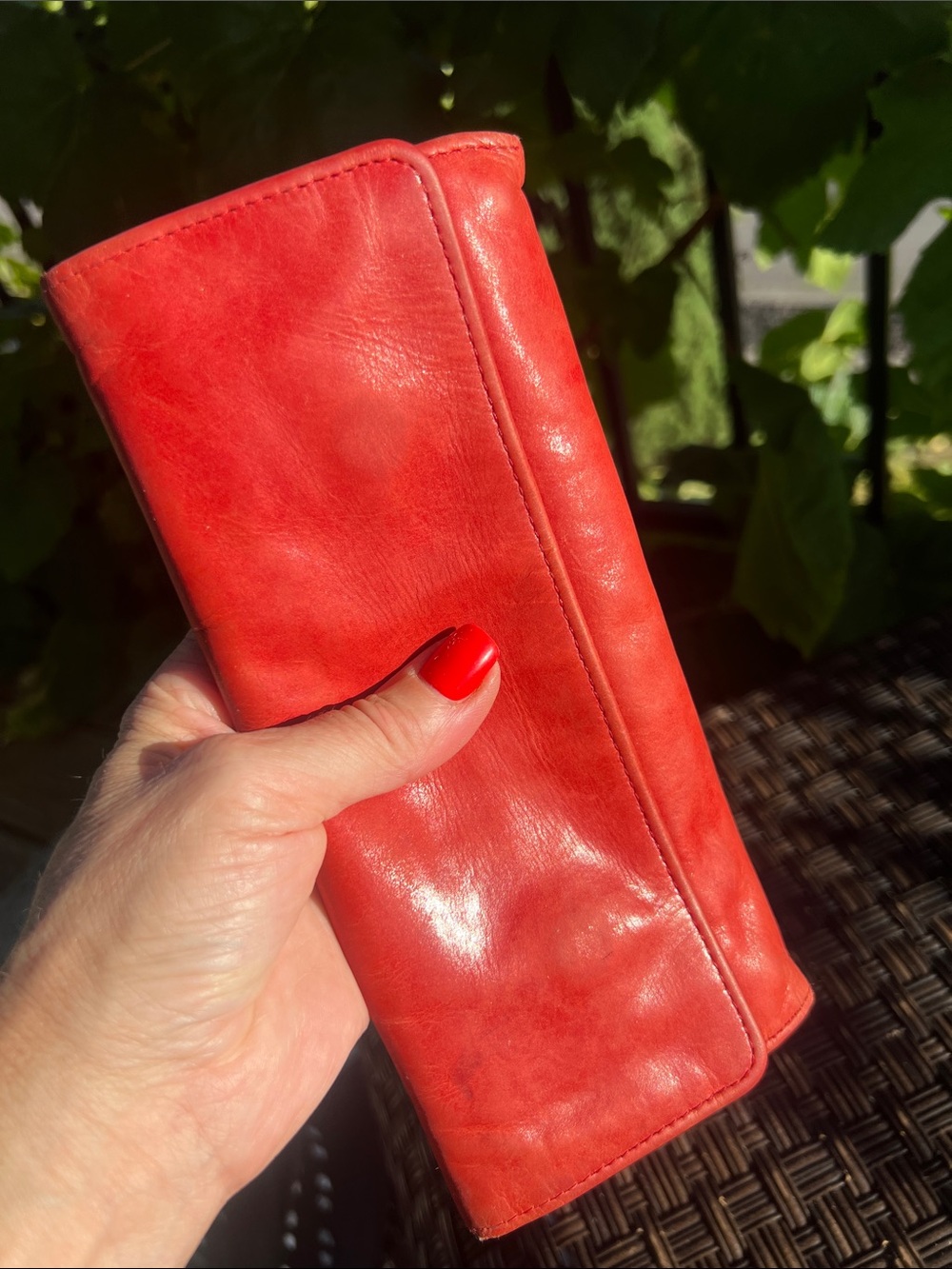 HOBO Red Leather Women's Card Holder Wallet